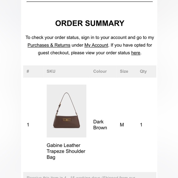 NWOT Charles & Keith Gabine Leather Trapeze Bag - Dark Brown, GENUINE LEATHER - Picture 7 of 11